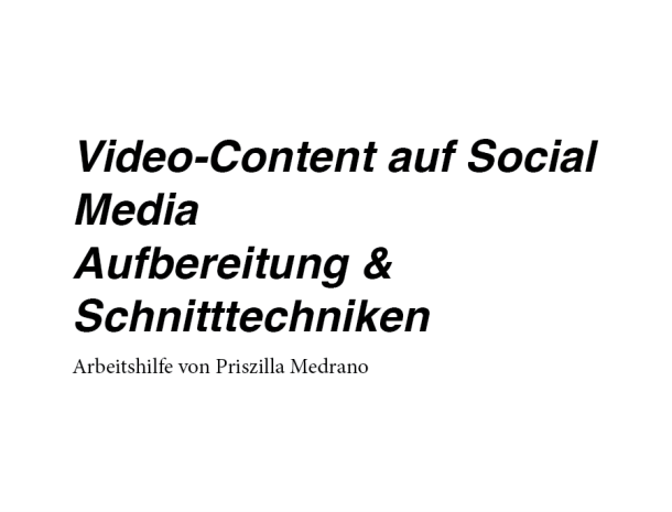 Arbeitshilfe «Video-Content auf Social Media»